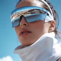 a person is wearing sunglasses with a white shirt