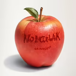 a drawing of a red apple with an apple top