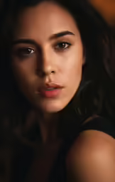 a woman with long hair and smoky pink lips