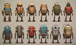 a set of different types of robots for the game