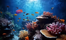 underwater landscape with an abundance of bright colors and corals