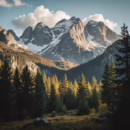 the mountain peaks are shown as the sun sets