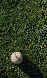 a baseball is on the grass near a ball