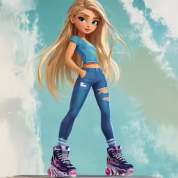 cartoon illustration of a beautiful young blonde girl