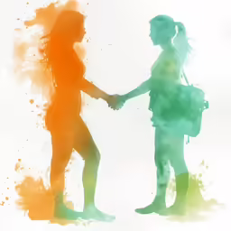 two silhouettes of two people holding hands