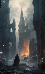 a man standing on the edge of a city street