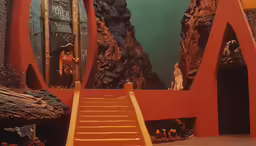 a very unique, colorful stairway leading to the caves