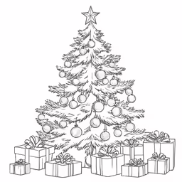 a christmas tree with presents around it