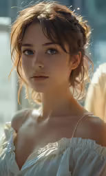 a beautiful young lady wearing a white dress