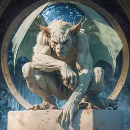 a statue of a monster with a long neck