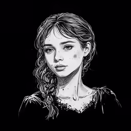 a girl in black with frecky hair and a necklace