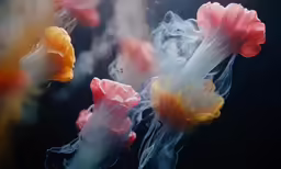 colorful colored water bubbles floating in the air