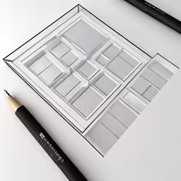 a pencil and some kind of architectural drawing