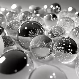 balls are lined up in a circle on a table