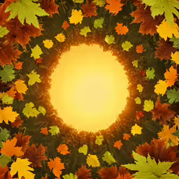 an abstract, artistic photo of leaves with a bright circle around them,this is a picture of an abstract sun surrounded by many leaves