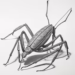 a drawing of a cricket insect sitting on a white surface