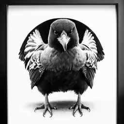 a bird that is sitting inside of a black frame