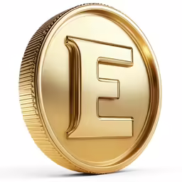 the letter f on a golden coin