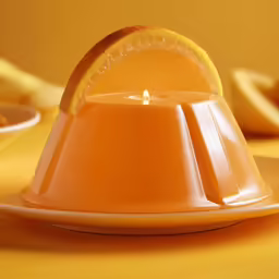 orange candle shaped like a cone with a slice of orange