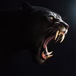 a panther snarls on the dark background