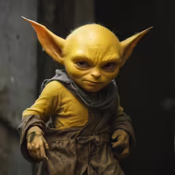 a star wars character doll has a yellow face