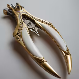 gold and white clock made with scissors and wires