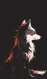 an animal with a red tail and white eyes sitting on the ground