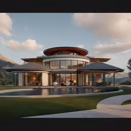 the front view of a beautiful modern residence