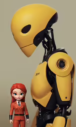 a humanoid standing next to a female robot