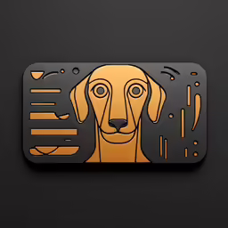 the symbol for the dog with its head in the background