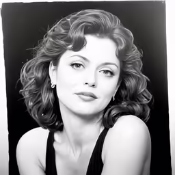 a woman with very large breasts posing for a black and white photo
