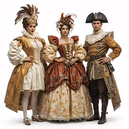 four people wearing costume, all standing together