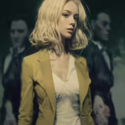 a lady with blond hair is posing for the camera