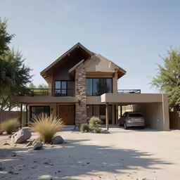 a car is parked in front of a home