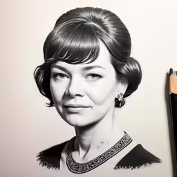 the woman in this drawing has an expression to show her pencil pencil art