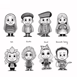 the different characters in their drawings,cartoon character, illustration by person