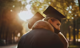 a woman wearing a graduation gown and a cap with her head covering