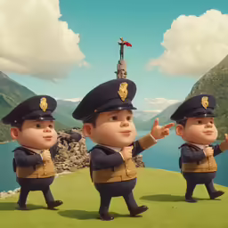 a small group of police officers standing on a hill