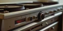 three turn - sound devices are sitting in the middle of a row
