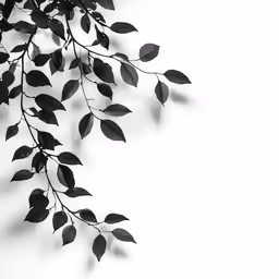 black and white photo of leaves on the wall