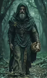 a man in costume with large beard and clothes on
