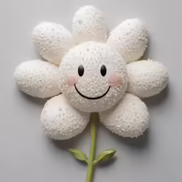 a small white flower that has been made with beads
