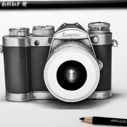 a drawing of a camera and a pencil