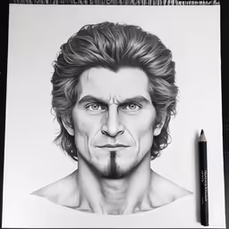 a drawing with a pencil on it of an image of a man