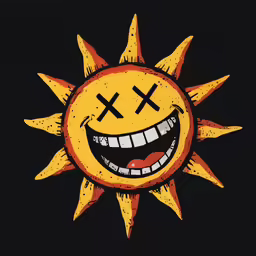 an image of a sun with two different faces