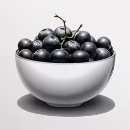 a white bowl full of grapes on a grey surface