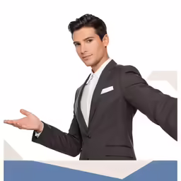a man with his hands out and holding something