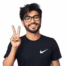 man with dark glasses posing for a picture holding the peace sign