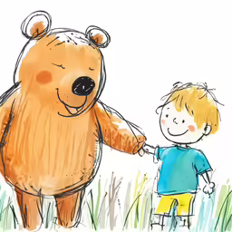 there is a child and a bear with the big bear