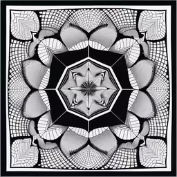 a black and white photo of a square shaped design,a white and black artwork is shown